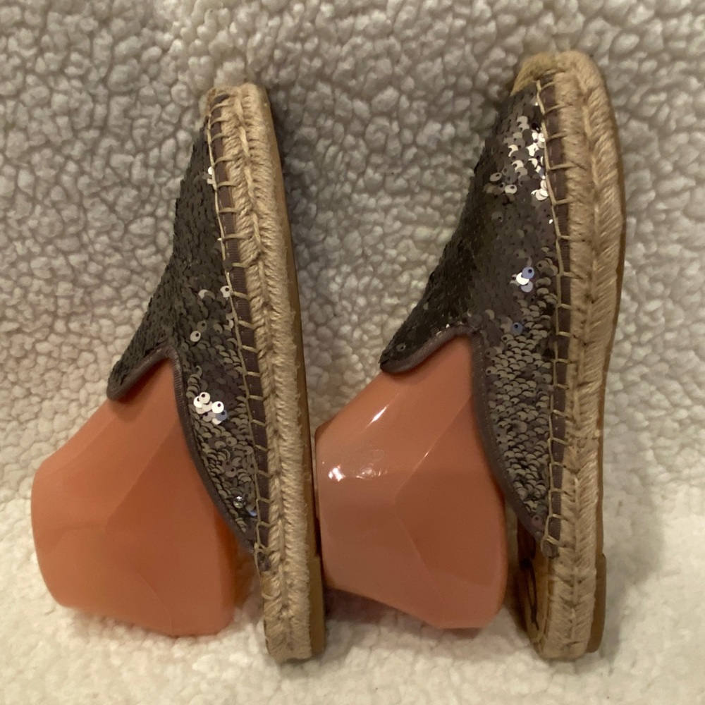 Sam Edelman Kerry Pewter Silver Sequins Espadrilles Slip-on Mules Shoes Sz 8 EUC - Picture 6 of 9